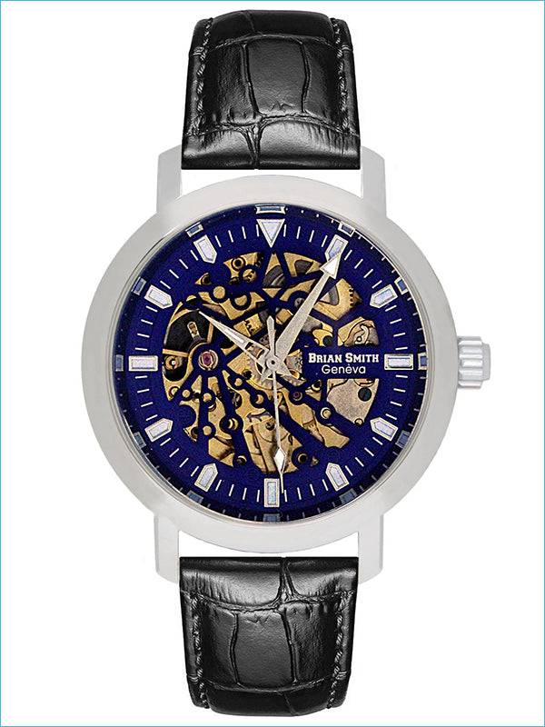 BRIAN SMITH - AUTOMATIC GENEVE BLACK/BLUE/SILVER WATCH - 1304 BRIAN SMITH - AUTOMATIC GENEVE BLACK/BLUE/SILVER WATCH - 1304